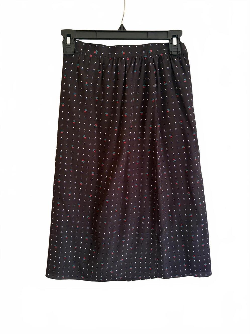 Vintage The Limited Y2K Size 2 Black Floral Dot Midi Skirt 90s